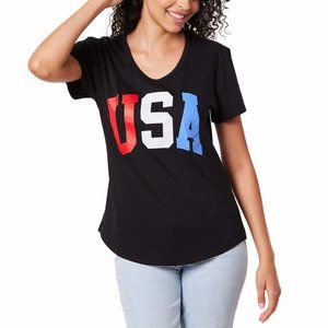 NWT General Standard Women's Stars & Stripes T-Shirt Black Size XL, $35 1B186